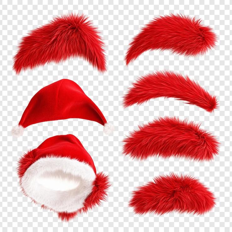 Free PSD santa hat elements red furry christmas hat and trim for festive designs