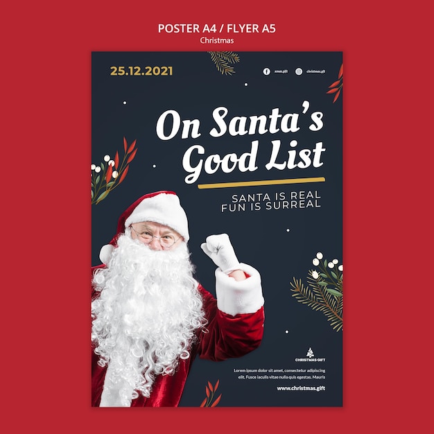 Free PSD santa's good list poster template