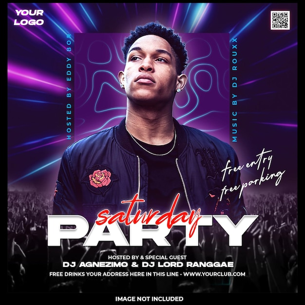 saturday night party social media instagram template