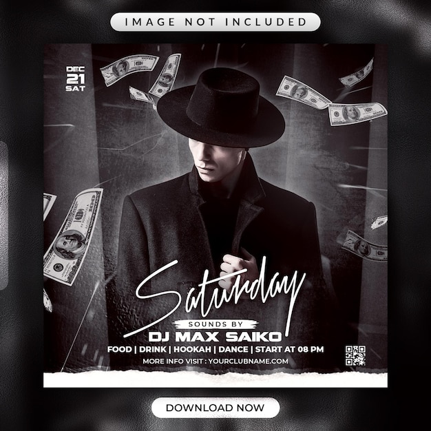 Saturday party flyer or social media banner template
