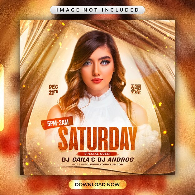 Saturday party flyer or social media banner template