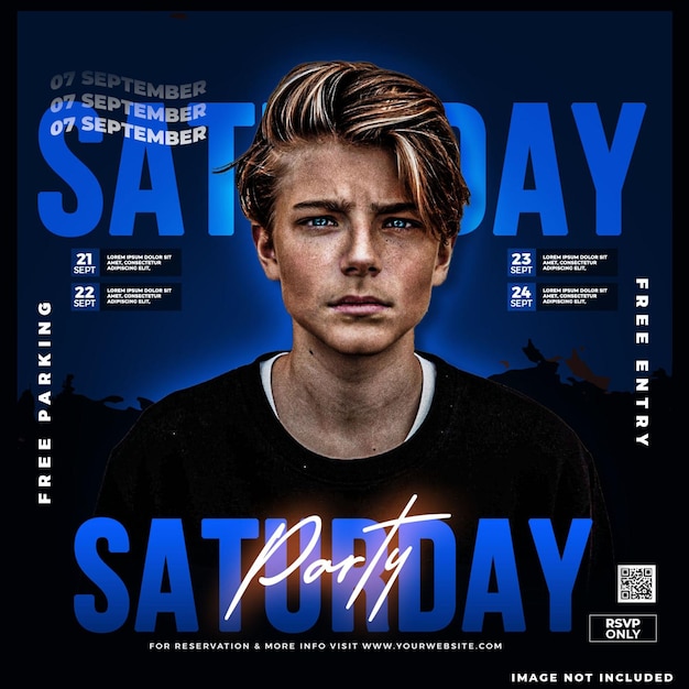 Free PSD saturday party social media post design template