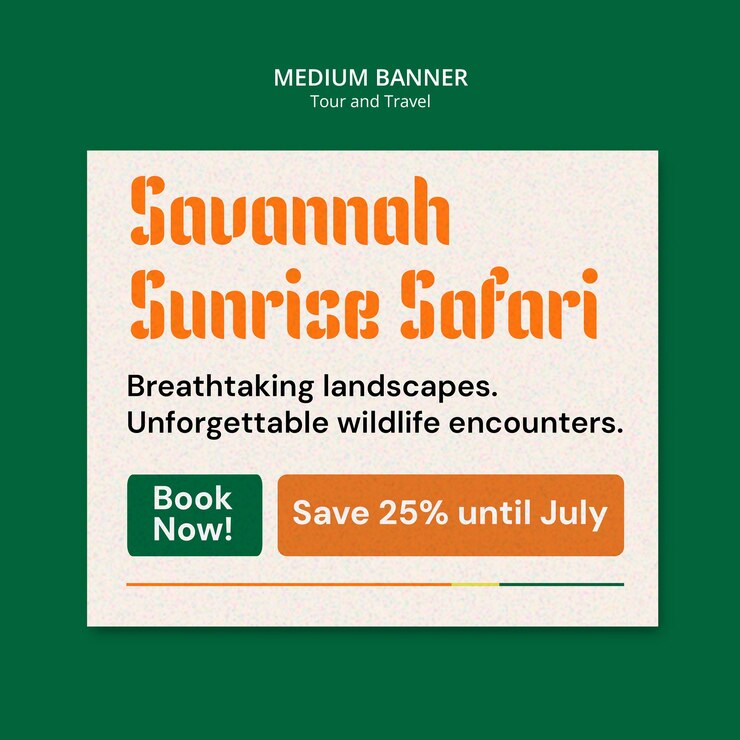 मुफ़्त PSD savannah sunrise safari tour promotion