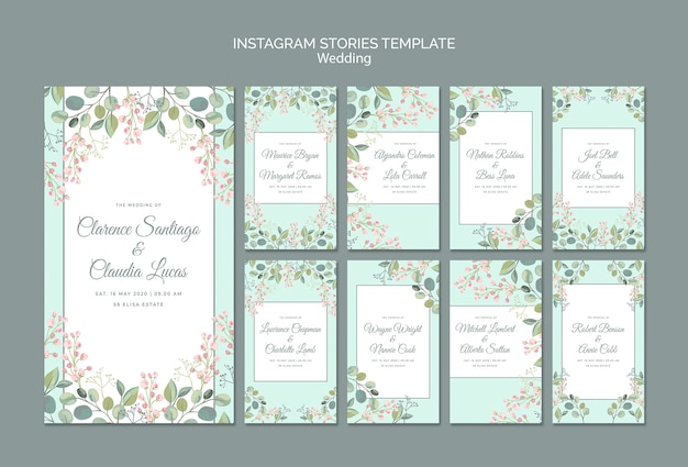 Free PSD save the date floral wedding instagram stories