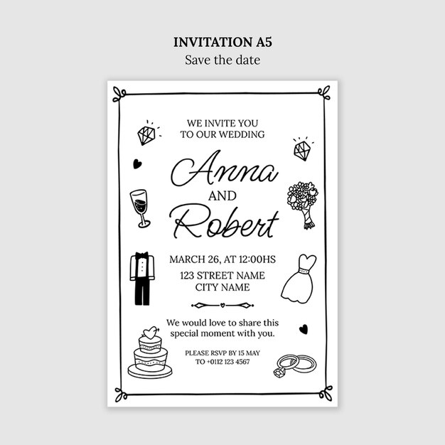 Save the date invitation template design