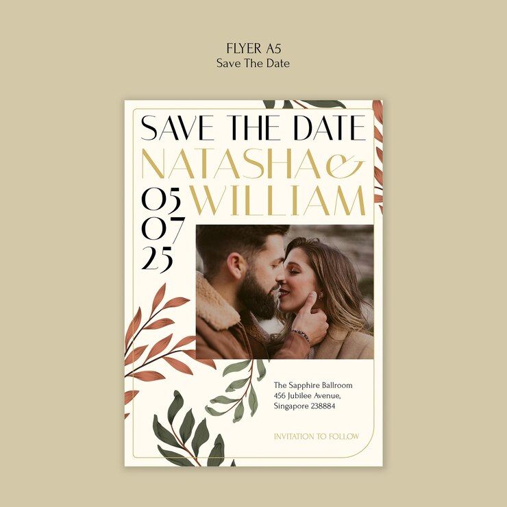Free PSD save the date template design