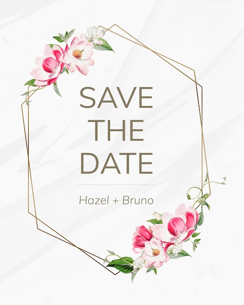 Free PSD save the date wedding invitation mockup card