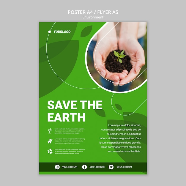 PSD gratuito salvare il modello di poster di terra