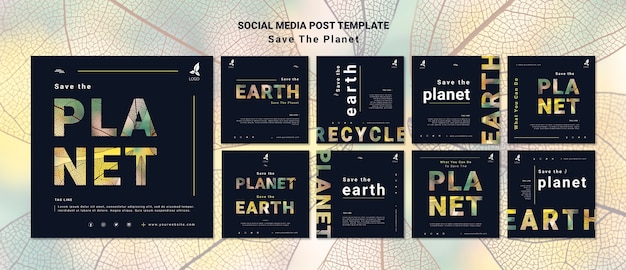 Free PSD save the earth social media post