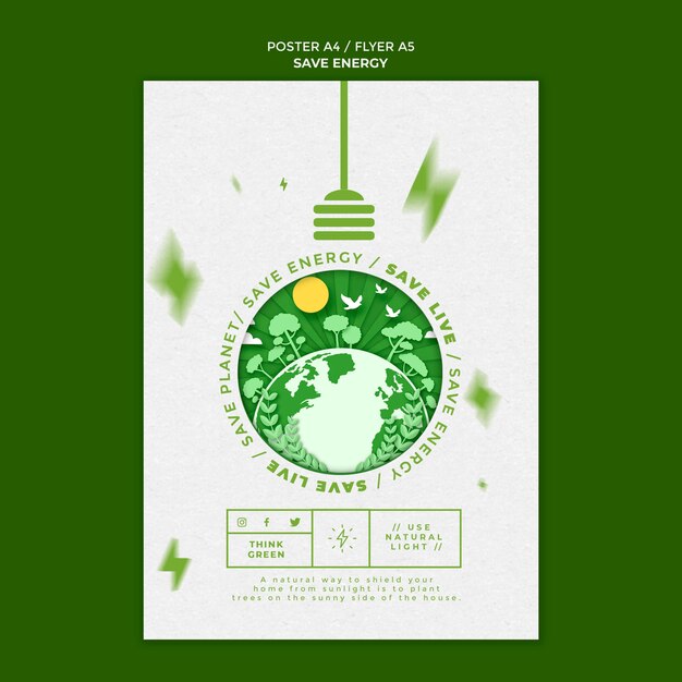 Save energy flyer template