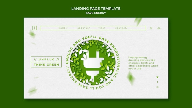 Save energy landing page template