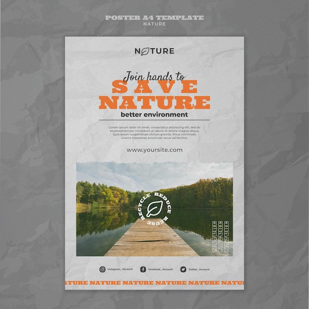 PSD gratuito salva il modello del poster della natura