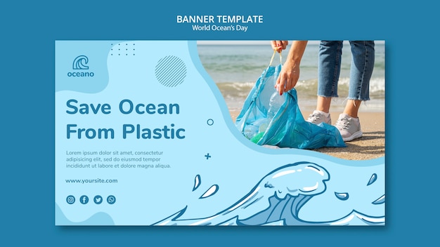 Free PSD save the ocean from pollution banner template