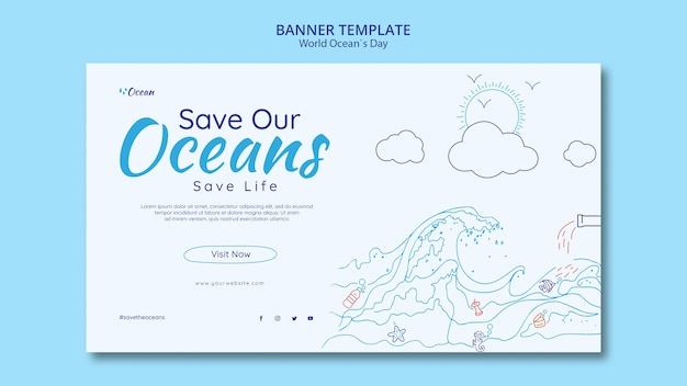 Save the oceans banner template