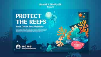 Free PSD save the oceans banner template