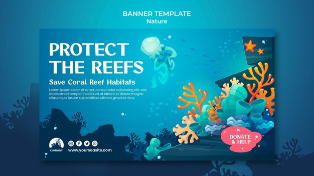 Save the oceans banner template