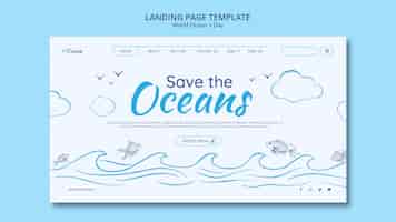 Free PSD save the oceans landing page