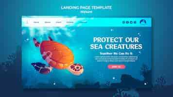 Free PSD save the oceans landing page