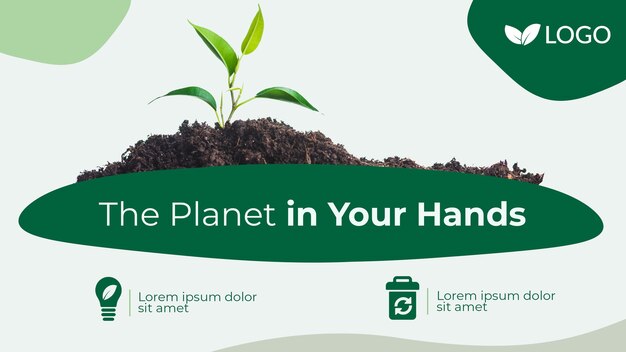 Save the planet banner template with plant and soil