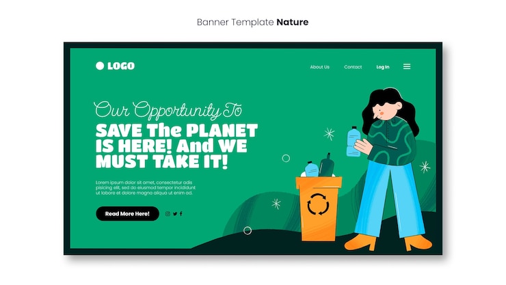 Free PSD save the planet environmental event landing page template