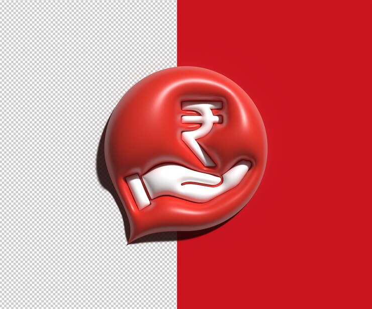 Free PSD save rupee icon. indian rupee on hand. banking, investment and finance 3d symbol transparent psd file.