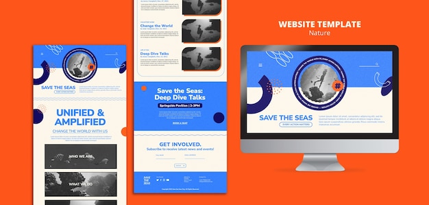 Free PSD save the seas website template