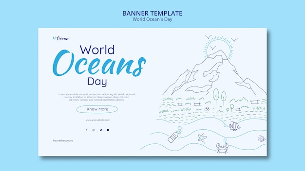 Free PSD save the underwater world banner template