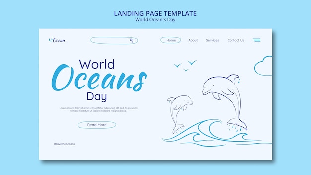 Free PSD save the underwater world landing page