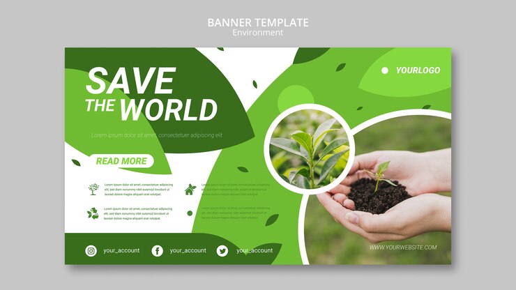 Free PSD save the world banner template
