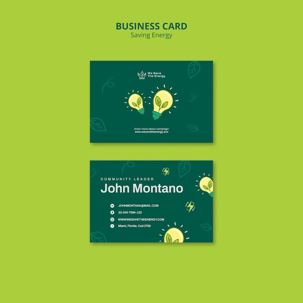 Free PSD saving energy business card