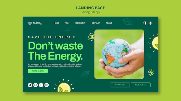 Free PSD saving energy landing page template