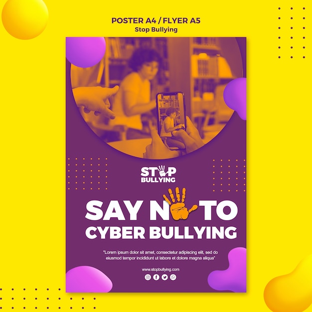 Free PSD say no to cyber bullying flyer print template