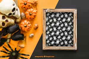 Free PSD scary halloween slate mockup