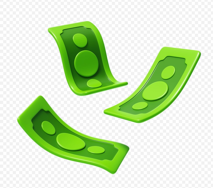 Free PSD scattered banknotes icon 3d illustration