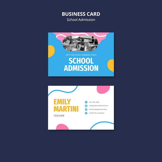 Free PSD school admission business card template