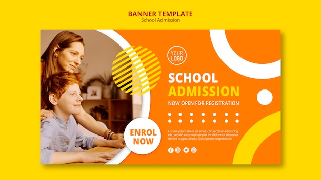 School admission concept banner template Free Psd