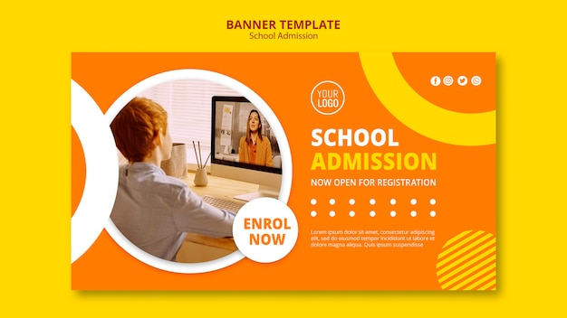 Free PSD school admission concept banner template