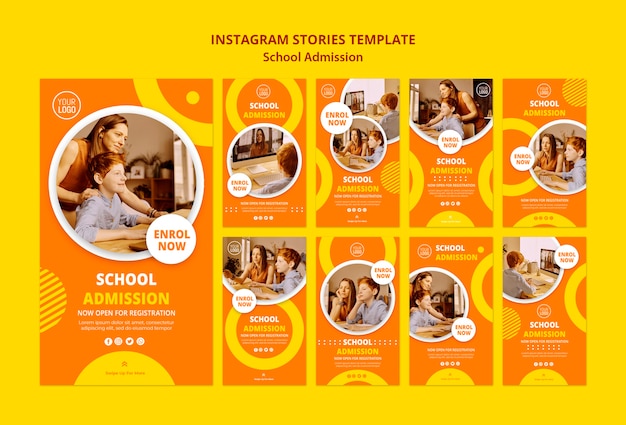 School admission concept instagram stories template