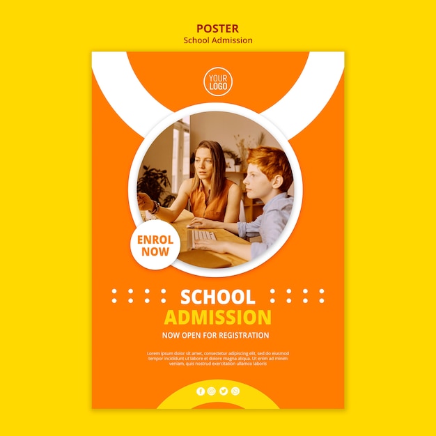 School admission concept poster template