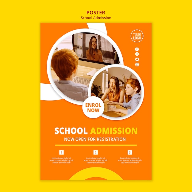 School Admission Concept Poster Template – Free PSD Download