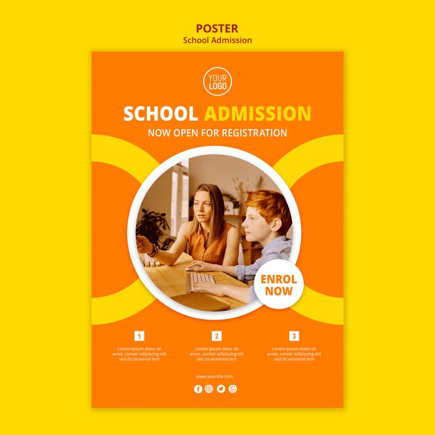 School admission concept poster template