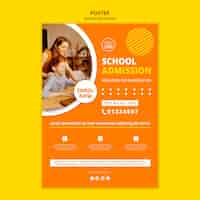 Free PSD school admission concept poster template