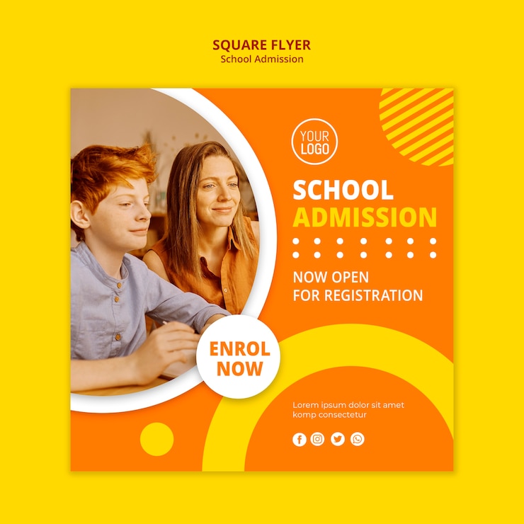 Free PSD school admission concept square template