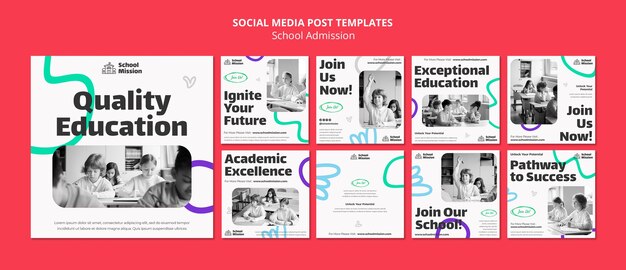 Free PSD school admission instagram posts template