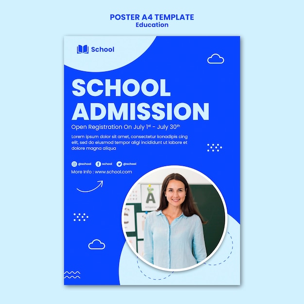 PSD gratuito modello di poster di ammissione alla scuola