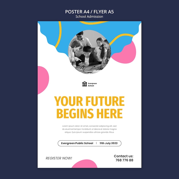 School admission poster template