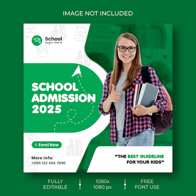 school admission social media post and instagram post template