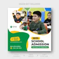 Free PSD school admission social media post and instagram post template