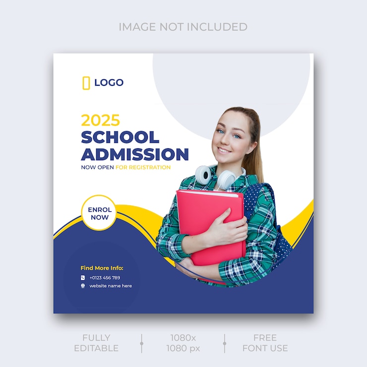 Free PSD school admission social media post template