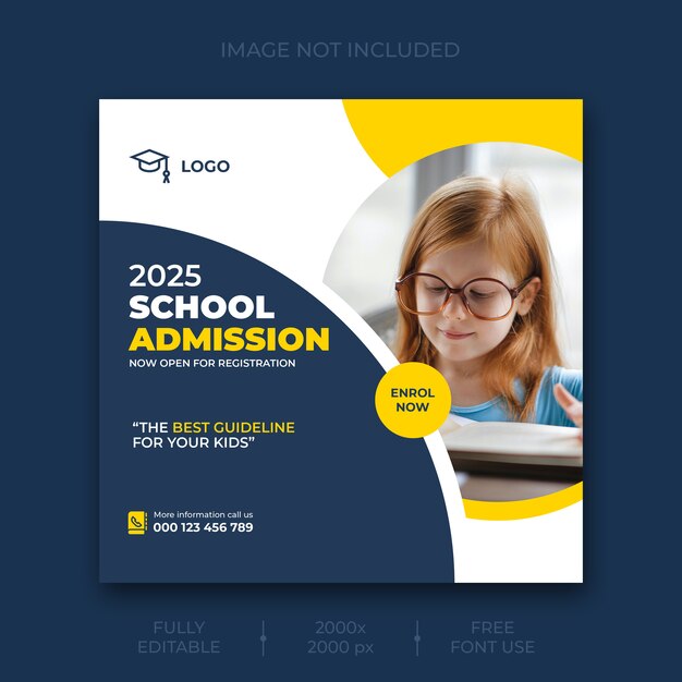 School admission social media post template